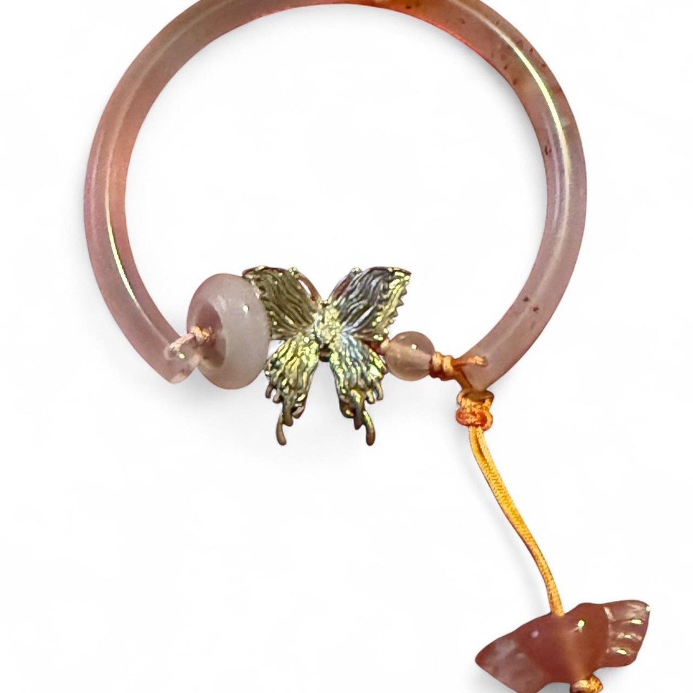 Pink STONE  and gold butterfly bracelet